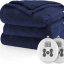 Sunbeam Royal Luxe Microplush Heated Electric Blanket Twin Size, 84" x 62", 12 Heat Settings, 12-Hour Selectable Auto Shut-Off, Fast Heating, Machine Washable, Warm and Cozy, Orion Blue