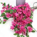 10pcs Silk Bougainvillea Glabra Climbing Flower Artificial Bougainvillea Tree Branches 31.5" six Colors for Wedding Centerpieces (Deep Pink)