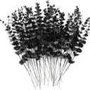 TIHOOD 14PCS 15 Black Eucalyptus Stems Artificial Eucalyptus Leaves Branches Fake Eucalyptuses Decor Faux Eucalyptus leaf Stem for Halloween Autumn Fall Floral Arrangement Wedding Bouquet Home Office