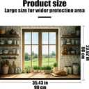 Oversized Kitchen Wall Sticker 35.4x23.6in, Peel & Stick Decor, Waterproof Oil-Proof, Wipeable, for Backsplash Counter Area Cabinets Pantry Wall (Sunny Kitchen Window (Green View), 35.4“ x 23.6”)