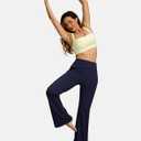 SANTINY Bootcut Pants for Women 28.5"/30.5"/32" Loose High Waisted Wide Leg Leggings Dress Work Flare Yoga Pants with Pockets (XL)