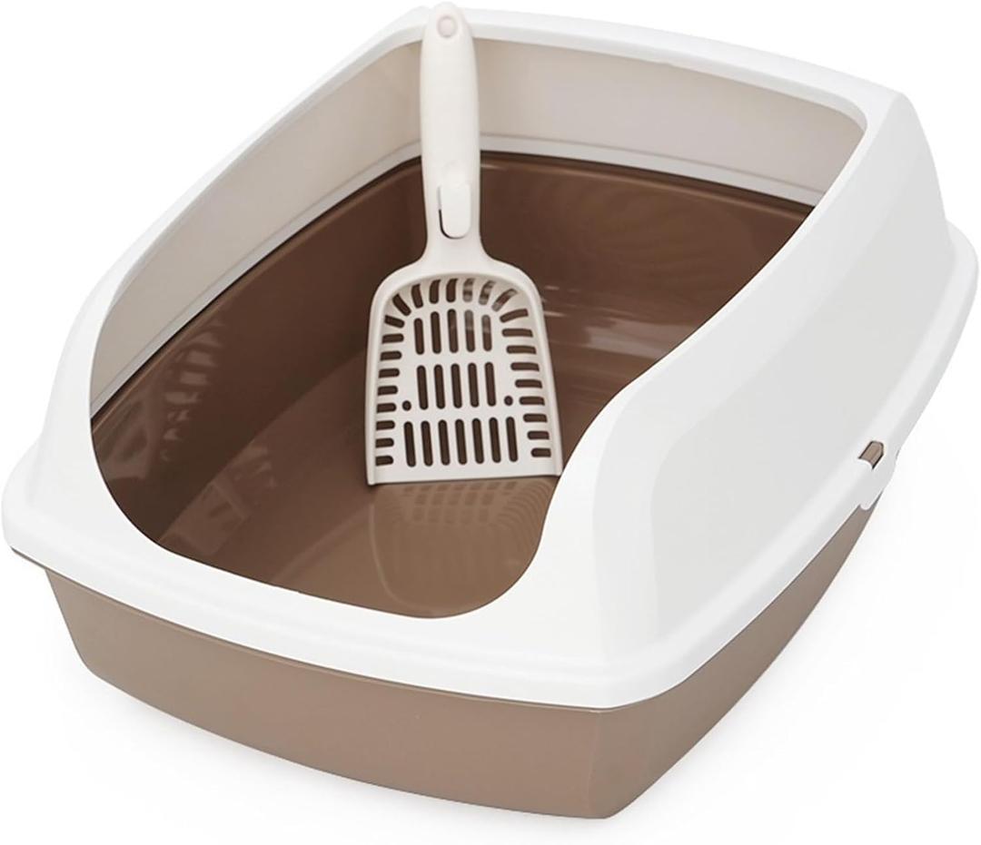 KittyClean XL Cat Litter Box with Control Litter Sheld- XL Litter Box for Big Cats - Extra Large Litter Box for Multiple Cats (Large Open Top - Brown)