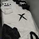 Nuoqi Gawr Gura Onesie Pajamas Women One Piece Hooded Sleepwear Adult Onesie Halloween Christmas Pajamas (Small, Black and White)