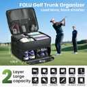 2 Layer Golf Trunk Organizer, Waterproof Car-Golf Locker with Separate Ventilated Compartment for 2 Pair Shoes, Golf-Trunk Storage for Balls, Tees, Clothes, Gloves, Accessories