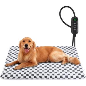 MIXJOY Pet Heating Pad, 11 Adjustable Temperature Dog Heating Pad Indoor with Timer, Heat Pad for Dogs Cats, Electric Cat Heat Pads with Washable Cover, Heated Pet bed-35''x24'', Large (Grey)