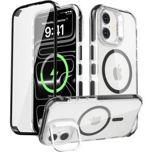 Magnetic for iPhone 17 Case, Built-in Screen Protector Black