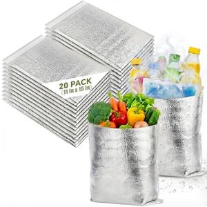 Smilco Reusable Insulation Bags Thermal Box Liners Metalized Box Liners Lunch Food Shopping Bag Insulated Lining Waterproof Insulation Package (20 Pack/ 11 In x 15 In)