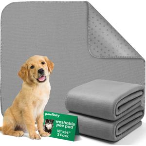 Pawfinity Washable Pee Pads for Dogs, Reusable Puppy Potty Training Pad, Ultra-Soft, Absorbs 2X Faster & High-Capacity, Leakproof, Non-Slip, Waterproof Pet Mat for Crate & Floor, 18x24 inch, 2 Pack