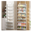 Over the Door Pantry Organizer 8-Tier, Large Metal Door Spice Rack with Adjustable Basket, 2 in 1 Wall Mount or Hanging Heavy-Duty Pantry Door Storage Shelf for Kitchen and Bathroom, White