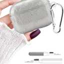 3 x Aitipy Compatible with Airpods Pro 2 Case, Cute White Floral Aesthetic Design with Carabiner, Soft TPU Skin Anti-Scratch Shockproof Protective Cover for Women Girls