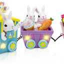 Hexagram Easter Decorations for Home,Train, Easter Table Decor, Home Rabbit Lighted Centerpieces Table, Decorations for Tabletop Outdoor Party Decorative Figurines