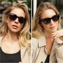 SOJOS Cat Eye Polarized Fit Over Glasses Sunglasses for Women, Trendy Cateye Wrap Around Shades for Women SJ2658, Black Frame/Night Vision Lens