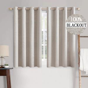 MIULEE 100% Blackout Linen Textured Curtains for Bedroom Solid Thermal Insulated Ivory Grommet Room Darkening Curtains & Drapes Luxury Decor for Living Room Nursery 52 x 54 Inch (2 Panels)