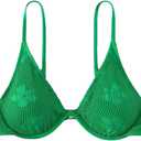 Women's Bathing Suit Floral Pattern Underwire Swimsuit Bikini Top (Medium, Green)