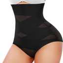 Werena Tummy Control Shapewear Panties for Women High Waisted Cincher Shaping Underwear Body Shaper Girdle (#13 Slim Black-5,XL)