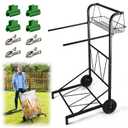 CAROD Upgraded Trash Bag Holder Cart with Storage Basket and Ergonomic Handle, Adjustable Outdoor Leaf Bag Holder from 30-45 Gallon Capacity, Ideal for Yard Clean-Up, Camping, Parties,Leaf Collection