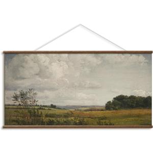 InSimSea Framed Large Scroll Wall Art, Cloudy Landscape, 24x48 Inch
