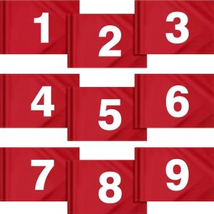 9 Pieces Large Numbered Golf Flags with Tube Inserted 20''L x 14''H Oversize Putting Flags Number 1-9, 420D Nylon Flag for Yard Indoor Outdoor Backyard Garden