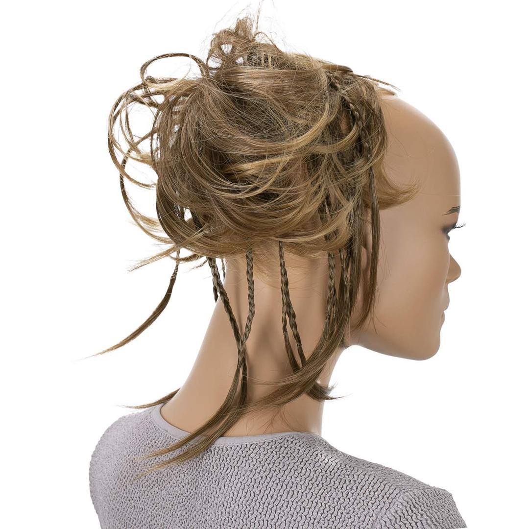 CAISHA Jumbo Scrunchie Braided Updo Wavy Messy Bun Hairpiece Brown Mix G6D