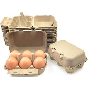 Azatemgo 40 Pack Pulp Fiber Egg Cartons - 6 Count Tray, Solid Reusable Containers Half Dozen Egg Cartons