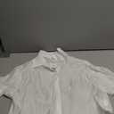 SHENHE Women's Sheer Button Up Blouse Half Sleeve Cropped Loose Button Down Shirt Top, Medium