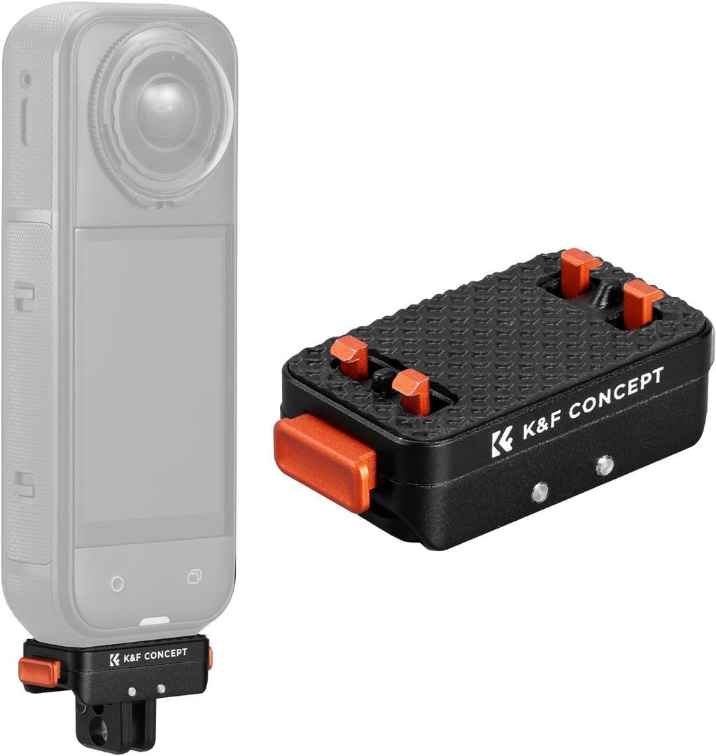 K&F CONCEPT Upgrade Magnetic Quick Release Mount Compatible with Insta360 X5, with 1/4 Screw Hole/Adapter Connection/Safety Lock, Aluminum Alloy Bracket Expansion Base Stand for Ace Pro 2, X4 Air