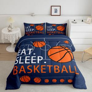 Feelyou Boys Basketball Fitted Sheet Twin Size Sports Basketball Print Bed Sheets for Kids Teens Girls Ball Gamer Decorations Bedding Set Blue Sheets Set Bedroom All Season 1 Pillowcase