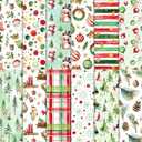 24 Sheets Christmas Scrapbook Paper 12''  12'' Double-Sided Xmas Black Plaid Pattern Paper Decorative Art Cardstock for Holiday DIY Crafts Card Making Scrapbook Supplies