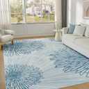 WITSHOCK 12x15 Washable Rug for Living Room,Modern Floral Distress Print Pattern Area Rugs,Stain Resistant with Non Slip Backing Carpet for Dining Room,Bedroom & Home Decor,Blue/Light Blue