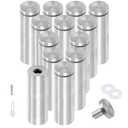 Luomorgo 12 Pcs 1" x 4" Stainless Steel Standoff Screws, Wall Sign Standoff Mounting Hardware, Silver