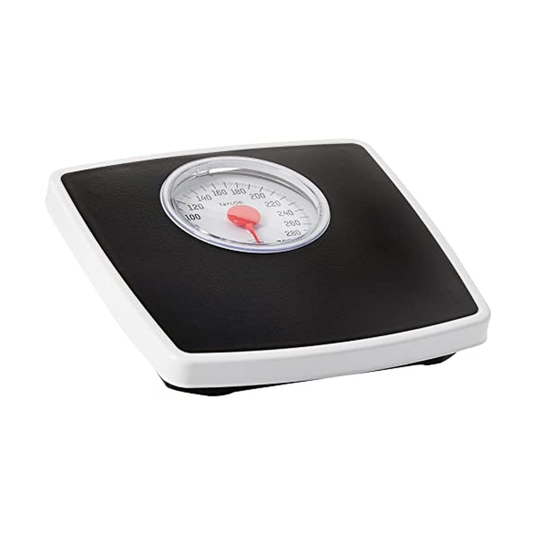 Taylor Battery Free Analog Scales for Body Weight, 330LB Capacity, Easy to Read Large 4.25-inch Dial, 10.3 x 10.6-inch Vinyl Mat Platform, Black