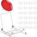 24 Pcs Acrylic Plate Stand Adjustable White Wire and Clear Acrylic Display Easel 4. 75" H x 3. 8" W X5. 3" D Holder Stand for Display Plates and Pictures