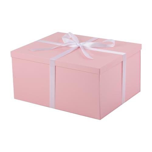 UoeRing 1Pcs Pink Extra Large gift box with lids 16.5×13×8 Inches gift boxes for presents, Birthday Box (include Ribbon, Paper Shred Filler  & Envelopes)