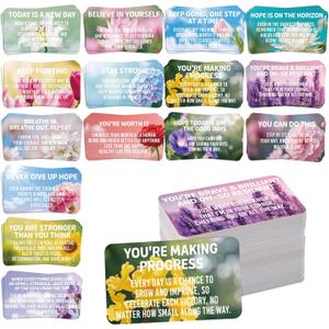 300 Pcs Motivation Inspiration Affirmation Cards, Recovery Encouragement Cards 3.5 x 2 Inch Positive Inspirational Hope Quotes Card Sobriety Recovery Greeting Gifts for Men Women (Floral)