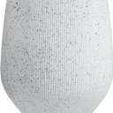 KUTE NEST 12.5" H x 11.5" D Premium Ribbed Corso Fiberstone Round Tapered Planter with Drainage Hole, Weather Resistant, Included 2 Extra Coco Mats (Ribbed Speckled White, 9" Pot Opening)