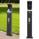 Commercial Standing Trash Can, Outdoor Trash Bin with Lock & Removable Inner Bucket Outside Receptacle Stainless Steel Garbage Can Container for Hotels Restaurants Bars Office Park Street