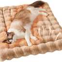 SOMAHE Plush Cat Beds for Indoor Cats Faux Fur Pet Mat with Non-Slip Bottom Cozy Kitten Bed for Carriers/Couch/Floor/Dog & Puppy Friendly 23 x 15 Inch Medium Latte Coffee