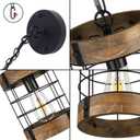 Rustic Pendant Light Fixtures, Farmhouse Kitchen Wood Hanging Lighting, Industrial Round Cage Chandelier for Entryway Hallway Dining Room Bedroom Foyer