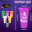 Yoiemivy 24 Pack Halloween Plastic Cups Bulk 24 oz Reusable Halloween Party Cups Cute Ghost Tumblers with Lids and Straws for Party Drinkware Supplies