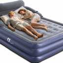 A-ER-FA Queen Air Mattress with Headboard and Cup Holder, Comfort Blow Up Mattress, Inflatable Mattress for Guests and Home, Colchon Inflable, Air Bed, Queen