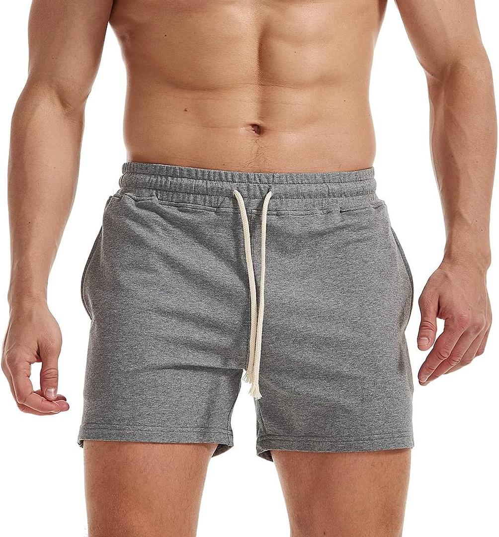 AIMPACT Mens Workout Sweat Shorts 5 Inch Cotton Casual Fitness Mens Athletic Gym Shorts with Pockets (Small, Darkgrey)