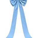Large Satin Bow for Backdrop, 75" x 18" Giant Bow Ribbon Tie for Themed Room Wall Decor Ormanents Door Wedding Engagement Bachelorette Shower Bridal Christmas Tree Decoration (Blue, 18x75 Inches)