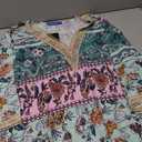 IRISGOD Womens 3/4 Length Sleeve V Neck Tops Dressy Casual Chiffon Blouse Summer Floral Bohemian 2025 T-shirt, 2XL 