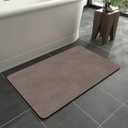 MontVoo -Bath Mat Rug-Rubber Backing Non Slip Quick Dry Absorbent Thin Bathroom Rugs Fit Under Door-Faux Suede Surface Bathroom Floor Mats-Shower Rug for in Front of Bathtub Shower Brown 20"x32"