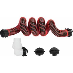 10FT RV Sewer Hose, EXTREME Heavy Duty 24 Mil TPE Material for Abrasion Resistance and Crush Protection, Camper Sewer Hose Kit with Pre-Attached Bayonet Fittings, 4-in-1 Adapter Elbow, Red
