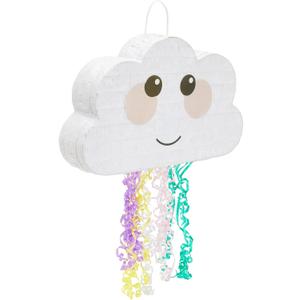 BLUE PANDA Pull String Cloud Pinata for Girls Rainbow Birthday Party Supplies, Baby Shower Decorations (16.5 x 10 x 3 In)