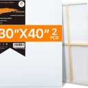 CONDA Large Stretched Canvas for Painting, 30x40 Inch 2 Pack Big Canvas, 100% Cotton, Primed Acid-Free, White Blank Stretched Canvas Boards Art Supplies for Acrylics, Oils Painting
