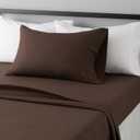 Amazon Basics Lightweight Super Soft Easy Care Wrinkle Free Microfiber 3 Piece Bed Sheet Set with 14-Inch Deep Pockets, Twin, Chocolate, Solid