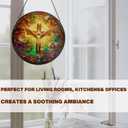 Stained glass Jesus cross,7.8-inch sun catcher,Christian stained glass window decoration,Religious home dcor,Special Christian gift for your wife,mother,friends for Christmas and Thanksgiving