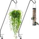 Gray Bunny Deck Hook 2 Pack, 30 Inch Bird Feeder Pole, With Non-Slip Clamp Deck Hanger for Railing, Feeders, Planters, Suet Baskets, Lanterns, Wind Chimes and More